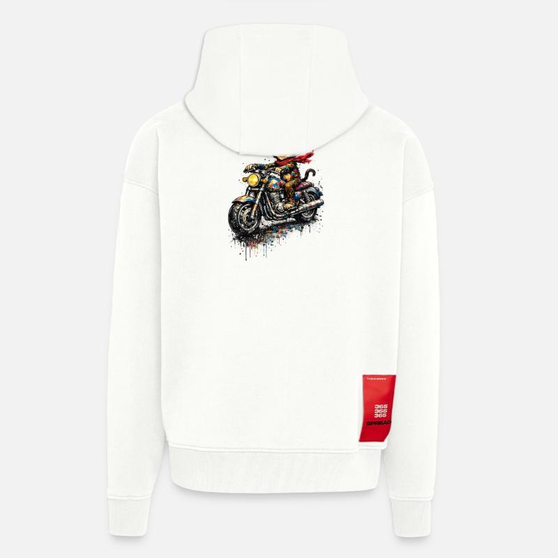 Affe auf Motorrad Farbenexplosion - Zip Hoodie - made by SPREAD - OFF WHITE