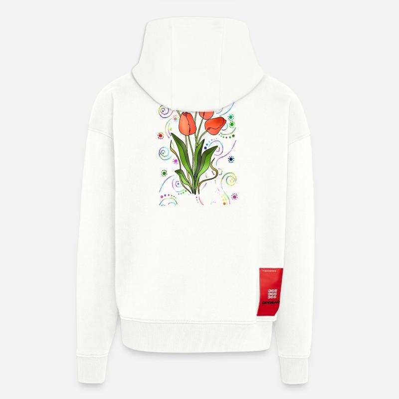 Fleur - Veste à capuche bio épaisse oversize fabriqué en UE - OFF WHITE