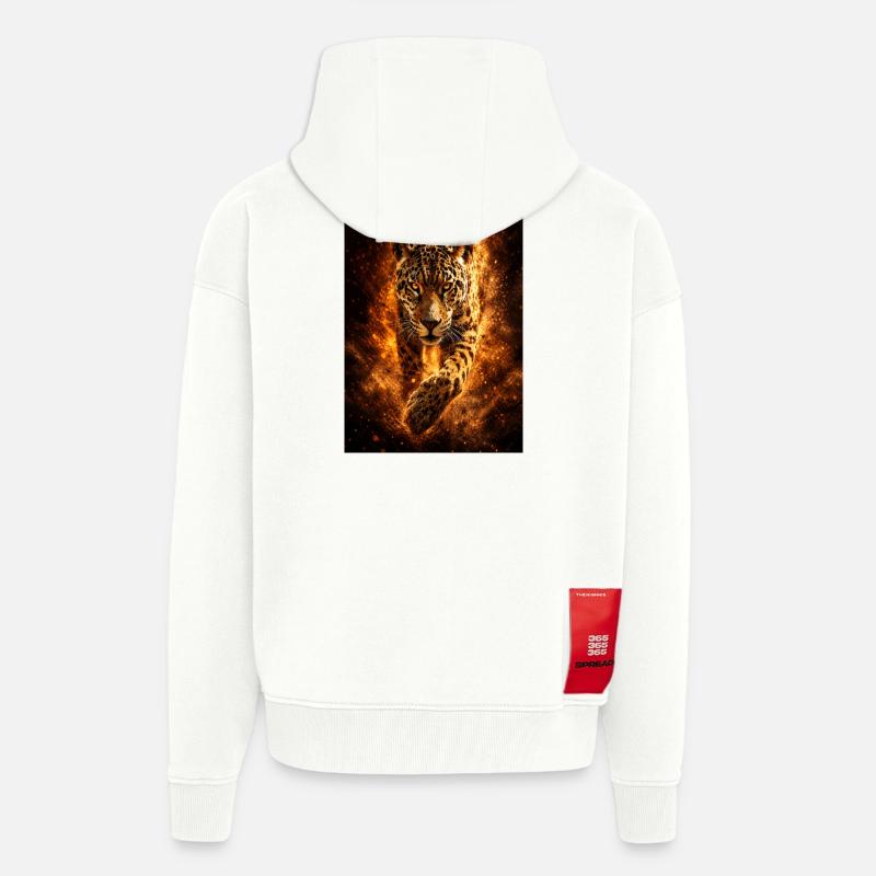 Incendie du léopard - Veste à capuche bio épaisse oversize fabriqué en UE - OFF WHITE