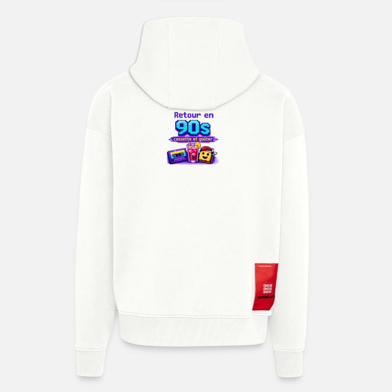Retour en 90s: cassette et goûter - Veste à capuche bio épaisse oversize fabriqué en UE - OFF WHITE