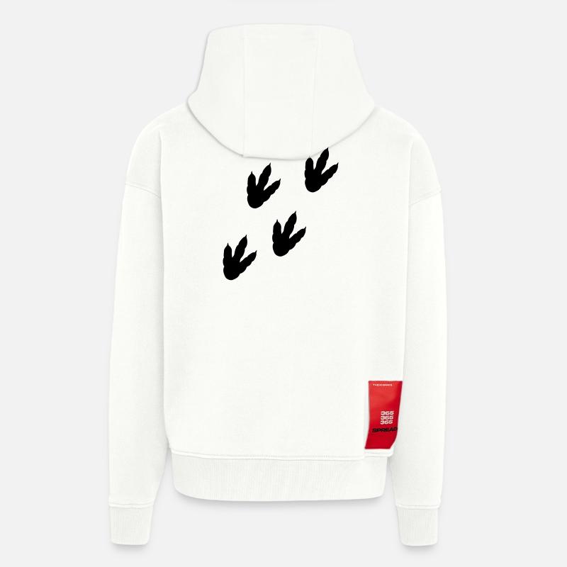Piste de dinosaure - Veste à capuche bio épaisse oversize fabriqué en UE - OFF WHITE