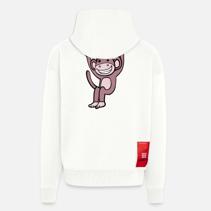 Mignon singe qui rit - Veste à capuche bio épaisse oversize fabriqué en UE - OFF WHITE