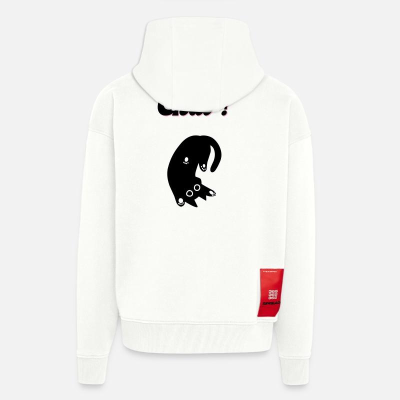 Chat en roue libre ! - Veste à capuche bio épaisse oversize fabriqué en UE - OFF WHITE