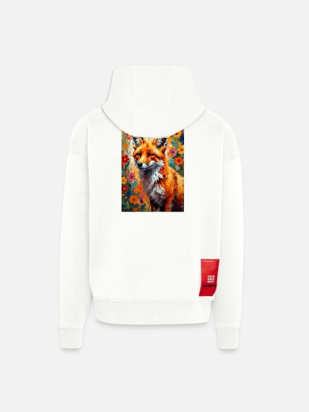 Fox flowers abstract fox lover gift - Zip Hoodie - made by SPREAD - OFF WHITE