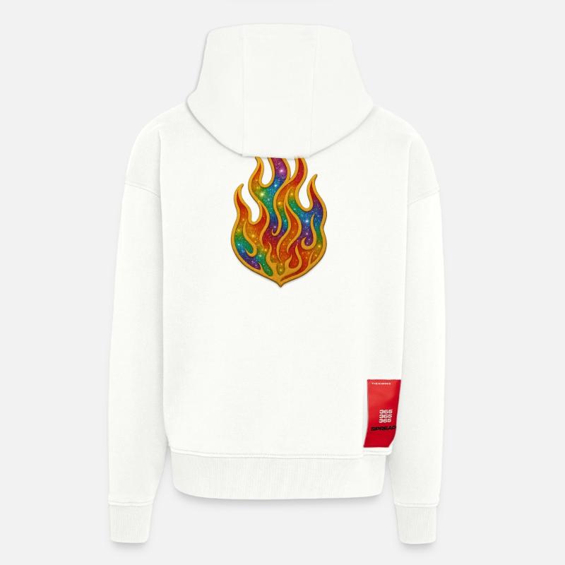 Regenbogenfeuer Patch - Zip Hoodie - made by SPREAD - OFF WHITE