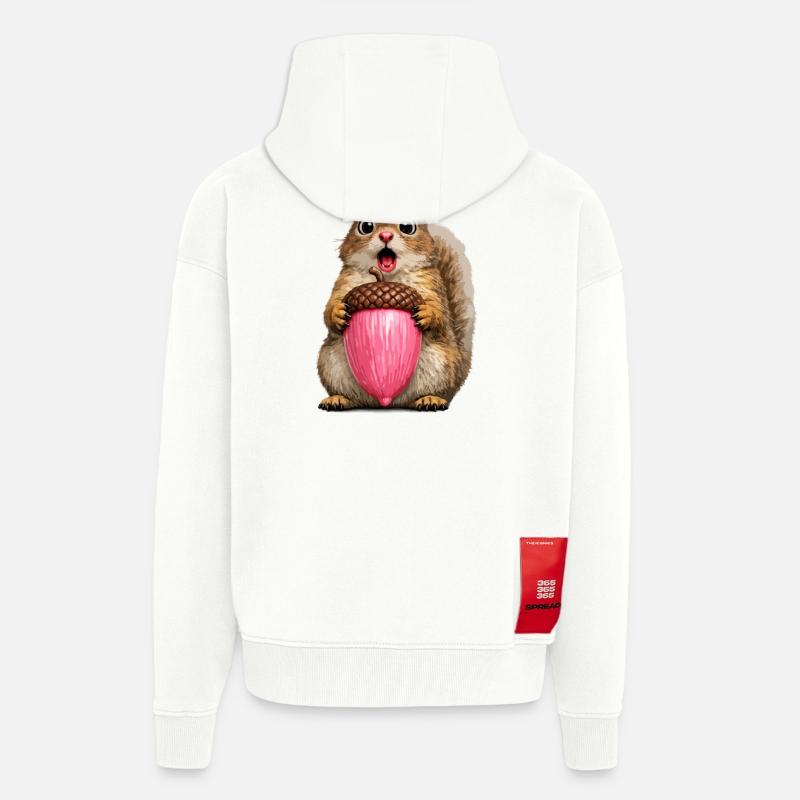 Eichhörnchen mit rosa Eichel - Zip Hoodie - made by SPREAD - OFF WHITE