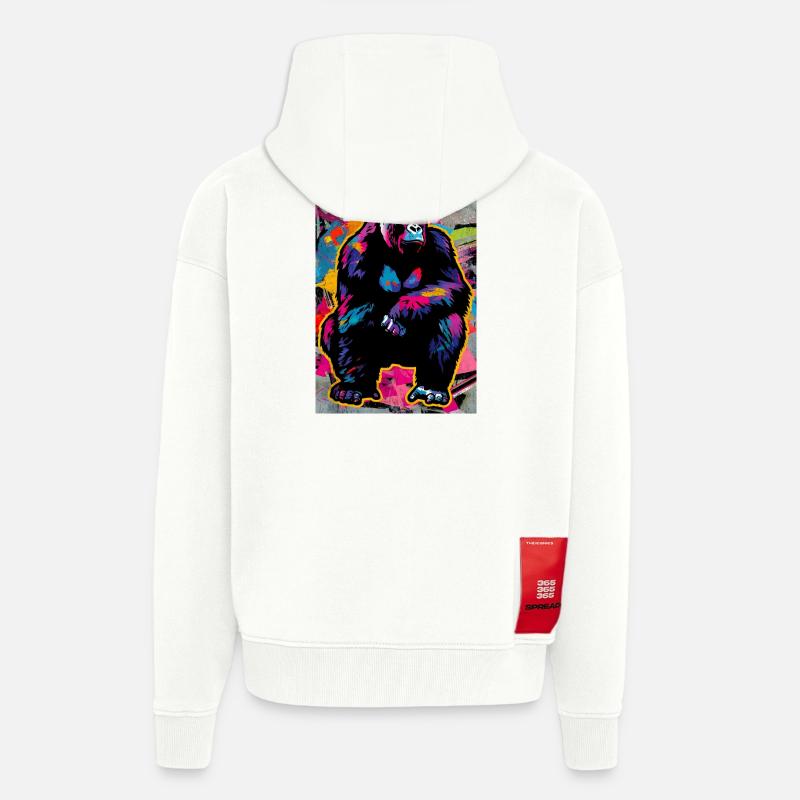 gorille - Veste à capuche bio épaisse oversize fabriqué en UE - OFF WHITE