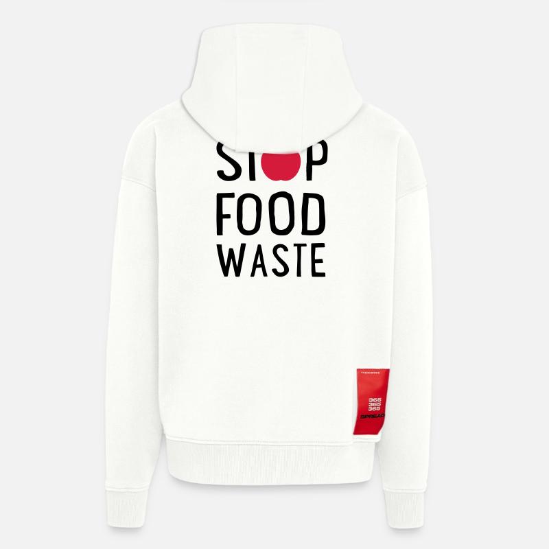 Lebensmittel » - Veste à capuche bio épaisse oversize fabriqué en UE - OFF WHITE