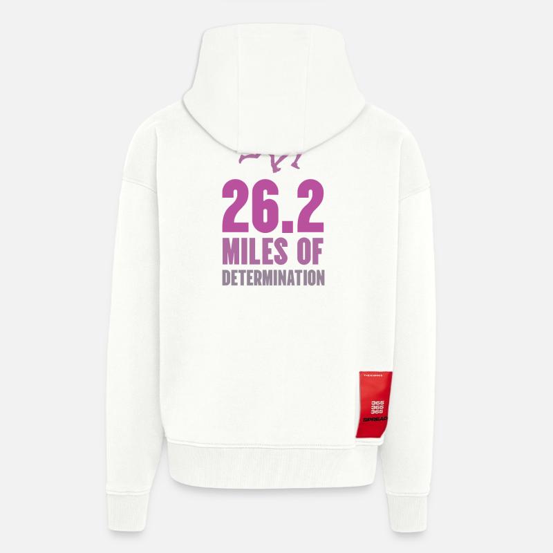 Marathon - 26,2 miles de détermination - Veste à capuche bio épaisse oversize fabriqué en UE - OFF WHITE