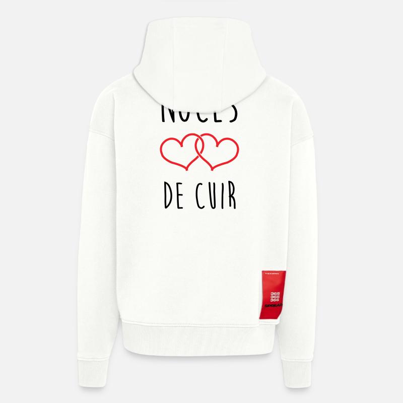 noces de cuir 2 ans d'amour - Veste à capuche bio épaisse oversize fabriqué en UE - OFF WHITE