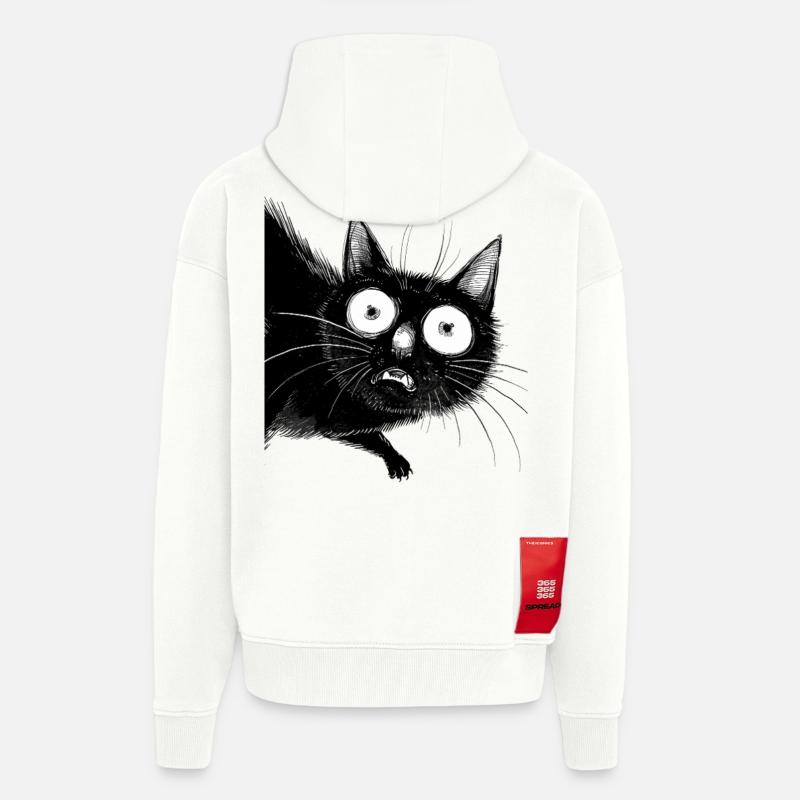 Chat noir Danny - Veste à capuche bio épaisse oversize fabriqué en UE - OFF WHITE