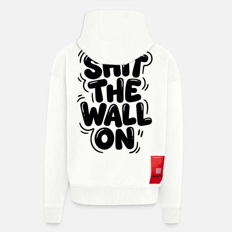 Arrête le mur - Veste à capuche bio épaisse oversize fabriqué en UE - OFF WHITE