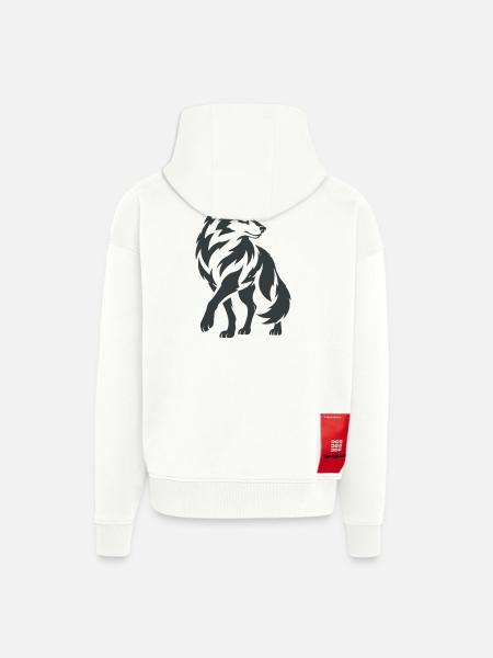 Geometrischer Wolf – Silhouette - Zip Hoodie - made by SPREAD - OFF WHITE