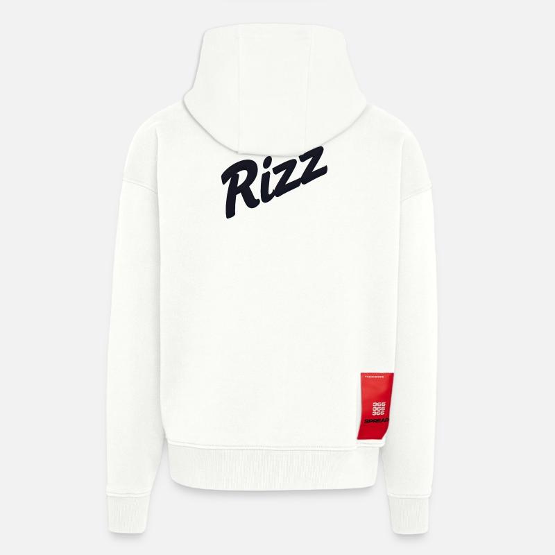 Rizz Neon Script - Veste à capuche bio épaisse oversize fabriqué en UE - OFF WHITE