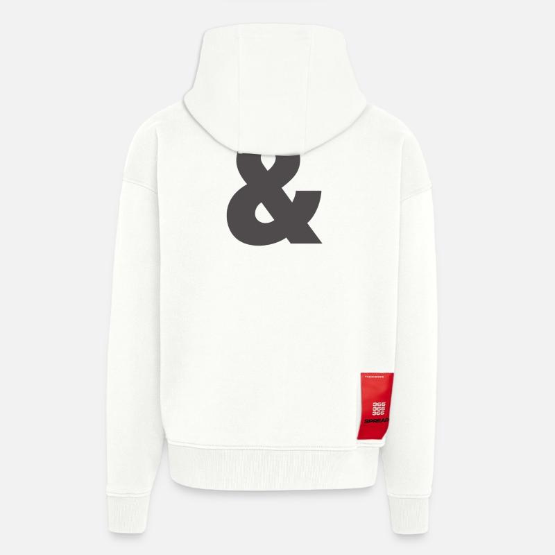 Impression du Glyphe Ampersand en gras - Veste à capuche bio épaisse oversize fabriqué en UE - OFF WHITE