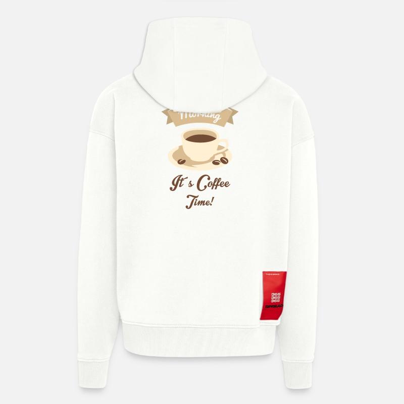 Bonjour, c’est l’heure du café - Veste à capuche bio épaisse oversize fabriqué en UE - OFF WHITE