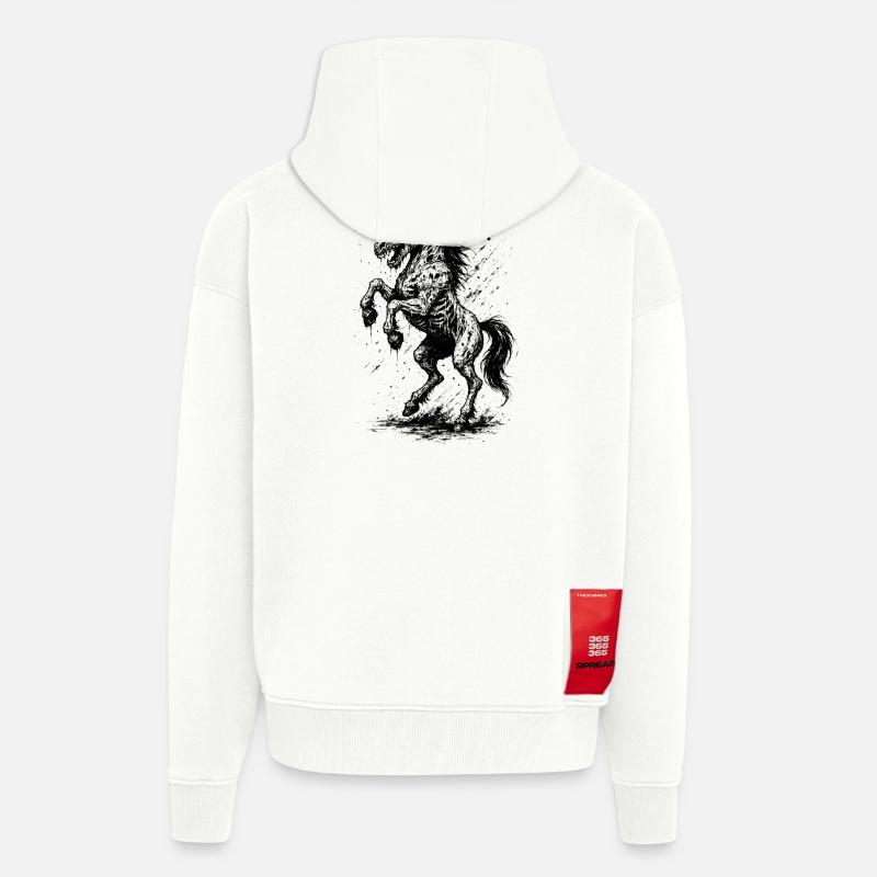 Licorne Crépuscule - Veste à capuche bio épaisse oversize fabriqué en UE - OFF WHITE