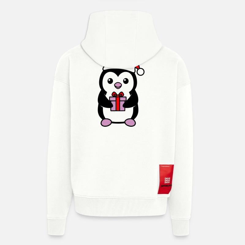 Süßer Weihnachts-Pinguin mit Geschenk - Zip Hoodie - made by SPREAD - OFF WHITE
