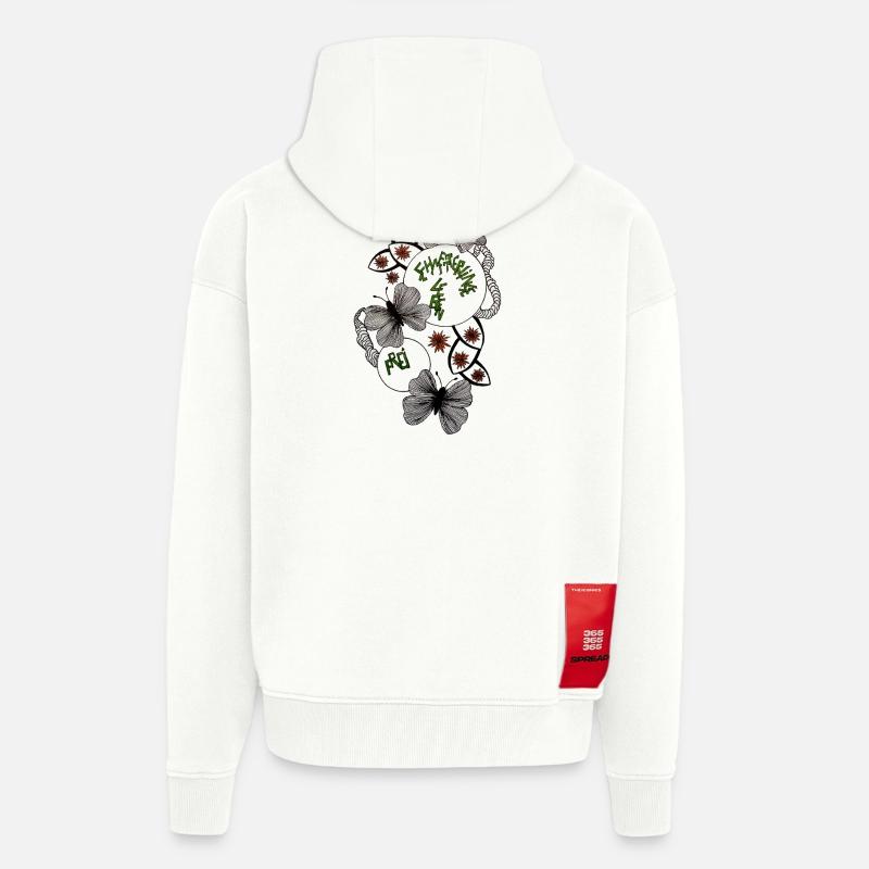 Hand Drawn Butterfly Floral Pattern - Zip Hoodie - made by SPREAD - OFF WHITE