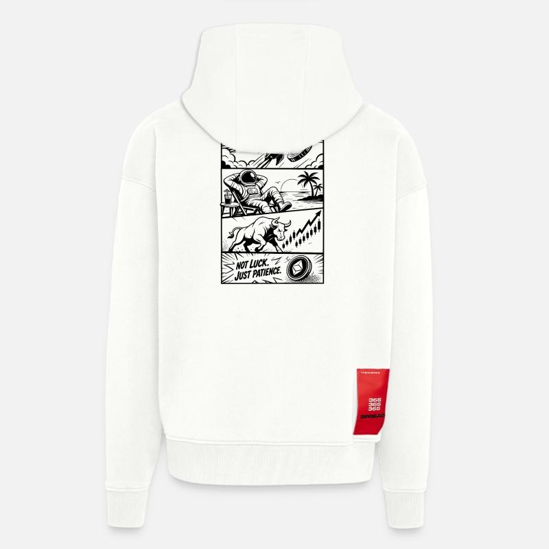 Mème Crypto Rocket HODL - Veste à capuche bio épaisse oversize fabriqué en UE - OFF WHITE