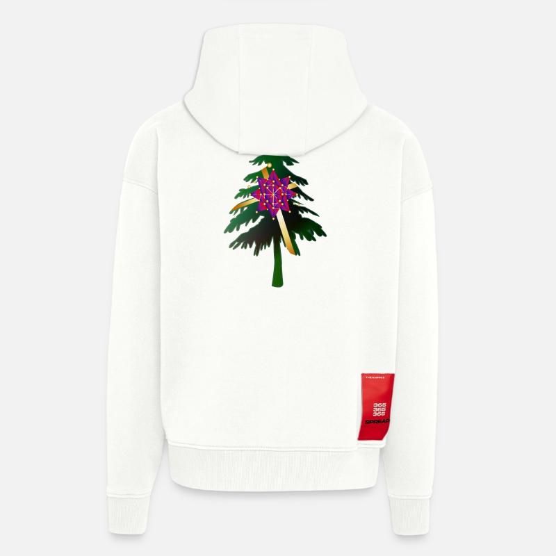 Christbaum oder Weihnachtsbaum & Geschenkschleife - Zip Hoodie - made by SPREAD - OFF WHITE