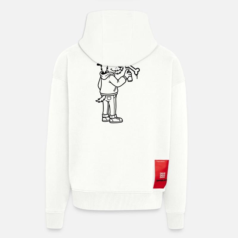 Graffiti d’art urbain - Veste à capuche bio épaisse oversize fabriqué en UE - OFF WHITE