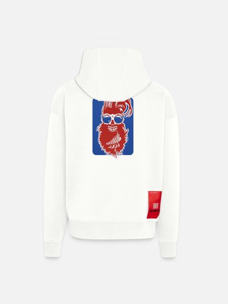 dødshoved hipster skægget kraniet kran design fant - Heavyweight oversized organic hættejakke made in EU - OFF WHITE