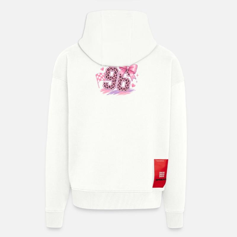 Paillettes Léopard Rose 96 - Veste à capuche bio épaisse oversize fabriqué en UE - OFF WHITE