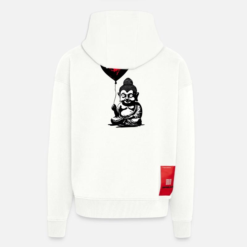 Buddha mit Herz Luftballon - Heartful Creatures - Zip Hoodie - made by SPREAD - OFF WHITE