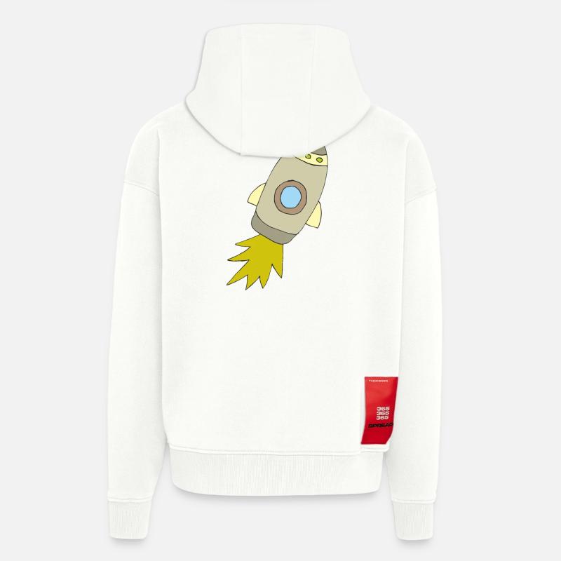 Fusée spatiale à propulsion lumineuse - Veste à capuche bio épaisse oversize fabriqué en UE - OFF WHITE