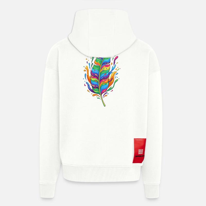 Regenbogenfeder Farbexplosion - Zip Hoodie - made by SPREAD - OFF WHITE