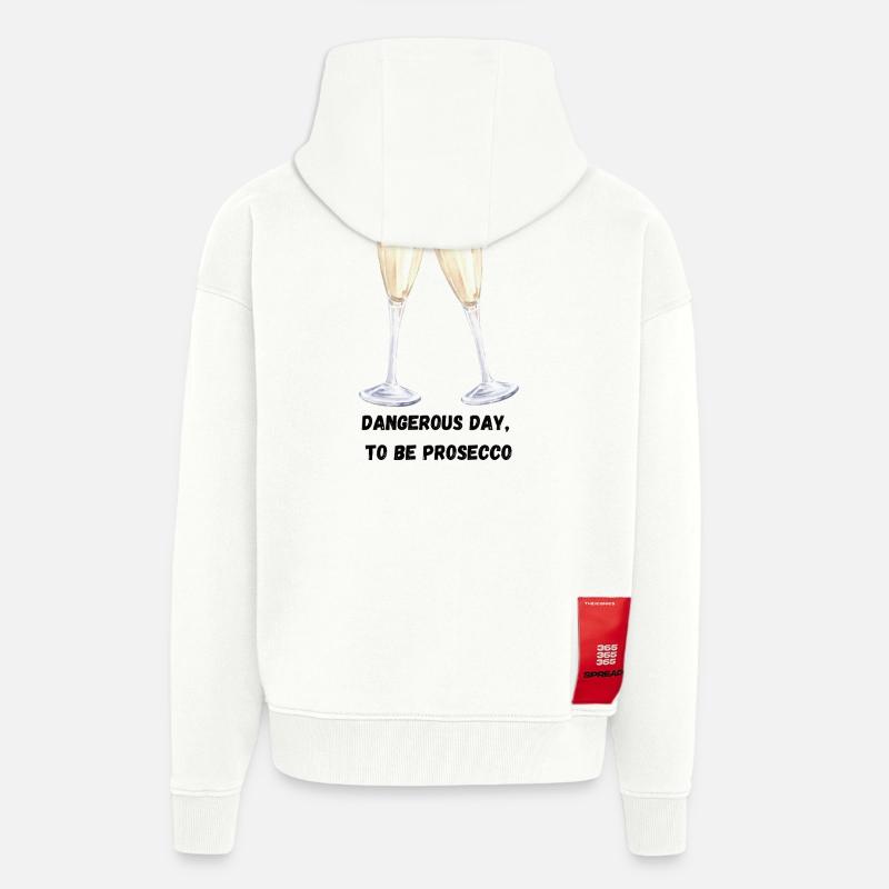 Verres Prosecco - Veste à capuche bio épaisse oversize fabriqué en UE - OFF WHITE