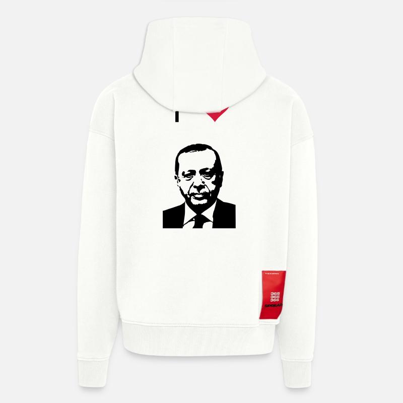 Recep Tayyip Erdogan - Veste à capuche bio épaisse oversize fabriqué en UE - OFF WHITE