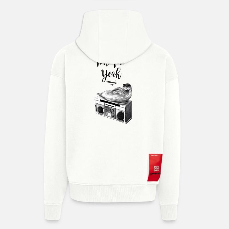 Phoque Yeah - Veste à capuche bio épaisse oversize fabriqué en UE - OFF WHITE