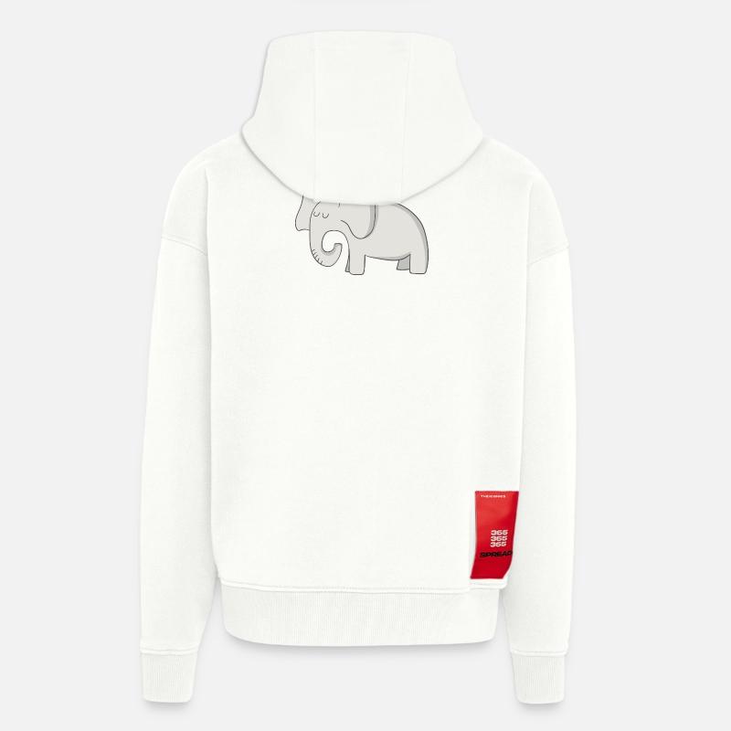 Eléphant - Veste à capuche bio épaisse oversize fabriqué en UE - OFF WHITE