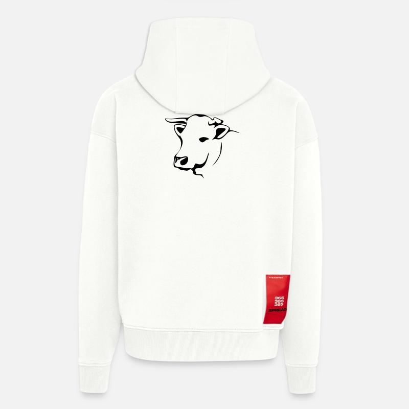 bœuf - Veste à capuche bio épaisse oversize fabriqué en UE - OFF WHITE