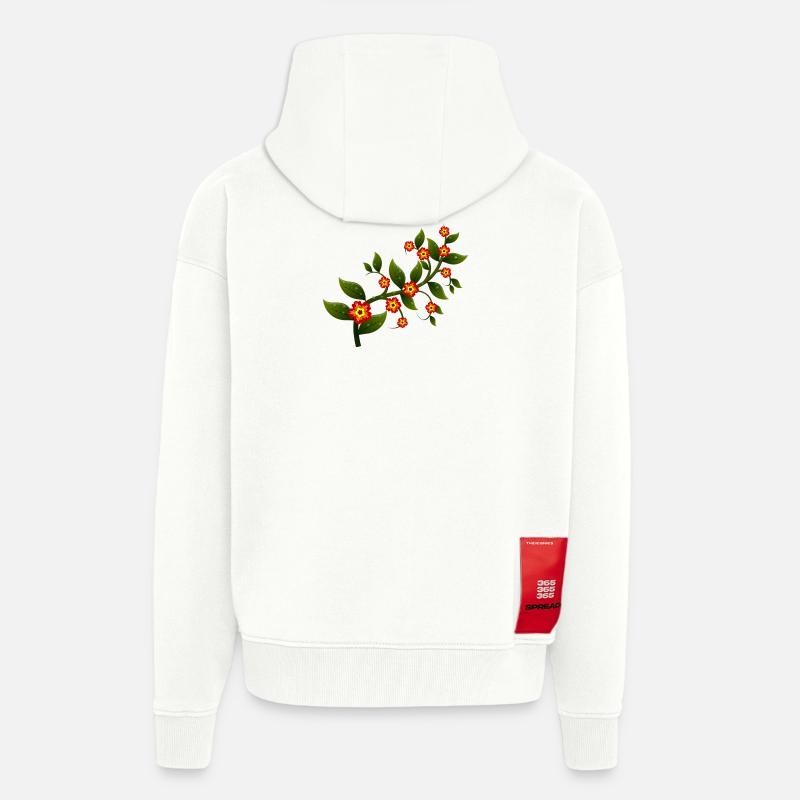 fleurs - Veste à capuche bio épaisse oversize fabriqué en UE - OFF WHITE