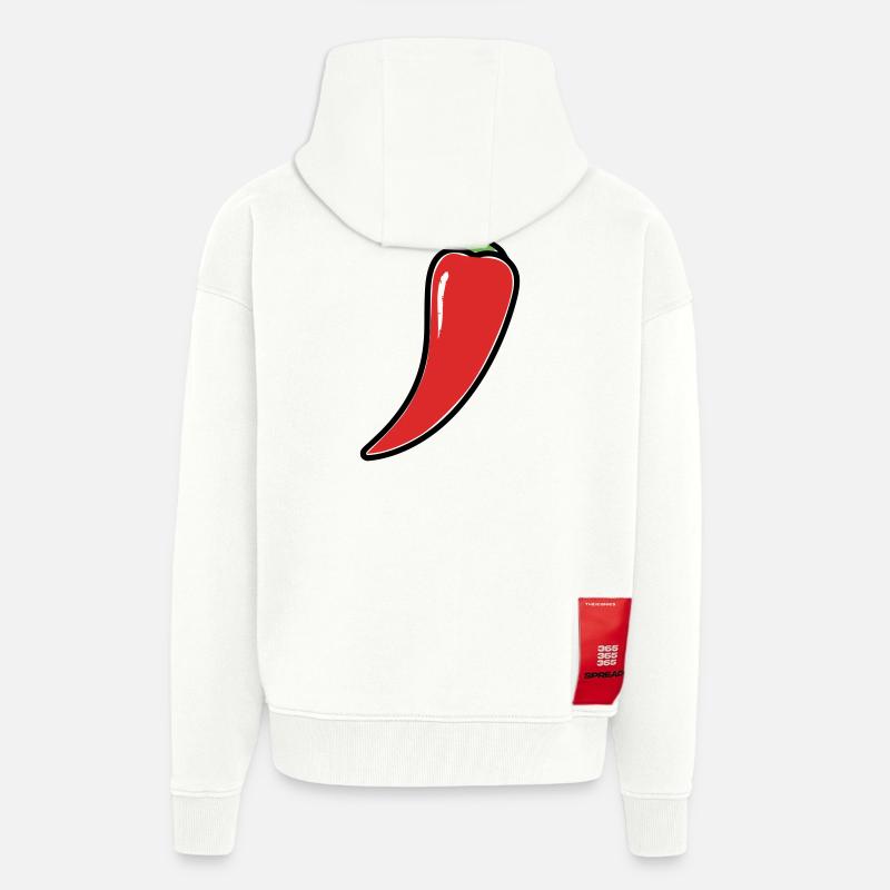 Chili Pepper Hot Comic - Veste à capuche bio épaisse oversize fabriqué en UE - OFF WHITE