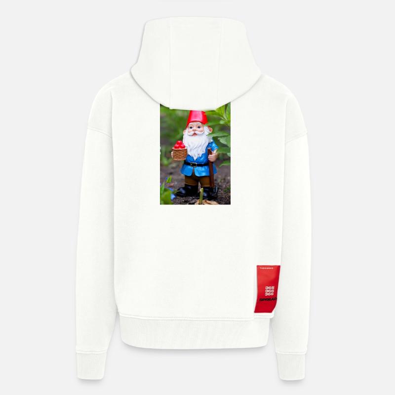 Gartengnom mit Korb - Zip Hoodie - made by SPREAD - OFF WHITE