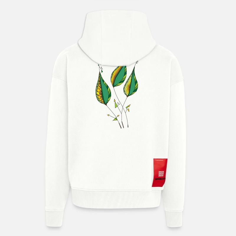 Feuilles décoratives - Veste à capuche bio épaisse oversize fabriqué en UE - OFF WHITE