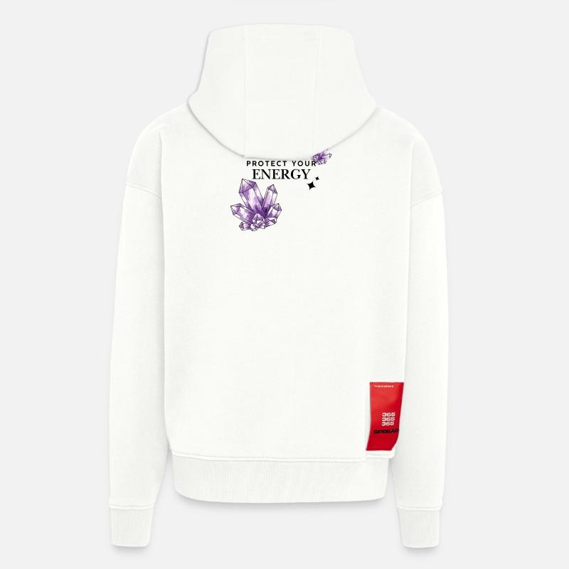 Violette Kristallcluster auf Schwarz - Zip Hoodie - made by SPREAD - OFF WHITE