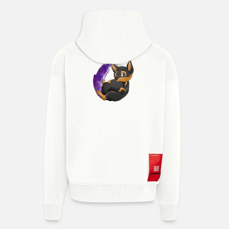 Kelpie Galaxie - Noir Feu - Veste à capuche bio épaisse oversize fabriqué en UE - OFF WHITE