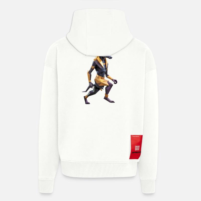 Anubis - Cooles Low Poly Logo - Zip Hoodie - made by SPREAD - OFF WHITE