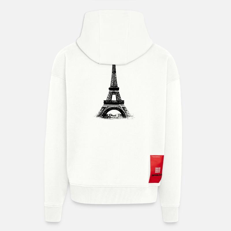 Tour Eiffel - Veste à capuche bio épaisse oversize fabriqué en UE - OFF WHITE