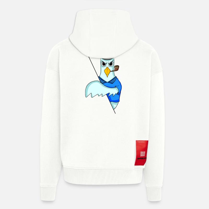 Capitaine de mouette - Veste à capuche bio épaisse oversize fabriqué en UE - OFF WHITE