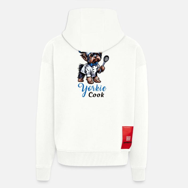 Cuisinier du Yorkshire Terrier - Veste à capuche bio épaisse oversize fabriqué en UE - OFF WHITE