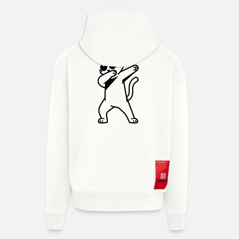 cat dab - Zip Hoodie - made by SPREAD - OFF WHITE