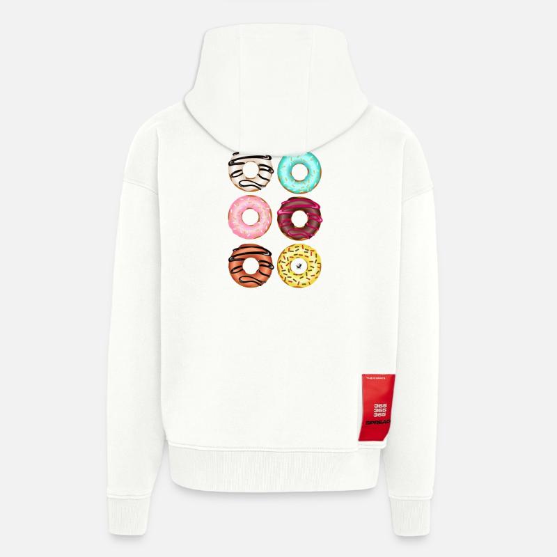 Sechs glasierte Donuts Abbildung mit Inschrift - Zip Hoodie - made by SPREAD - OFF WHITE