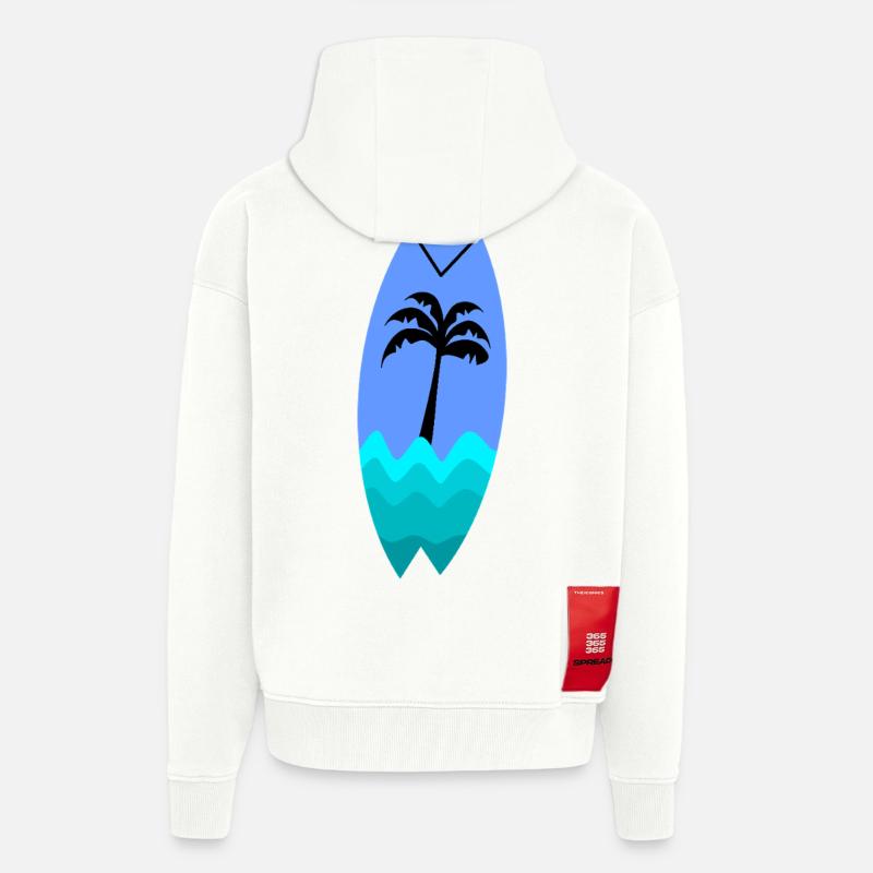 Planche Palmier Turquoise - Veste à capuche bio épaisse oversize fabriqué en UE - OFF WHITE