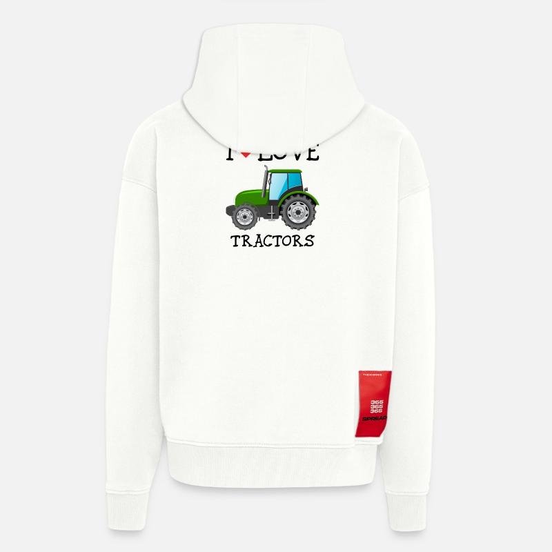 J'AIME TRACTEURS - Veste à capuche bio épaisse oversize fabriqué en UE - OFF WHITE